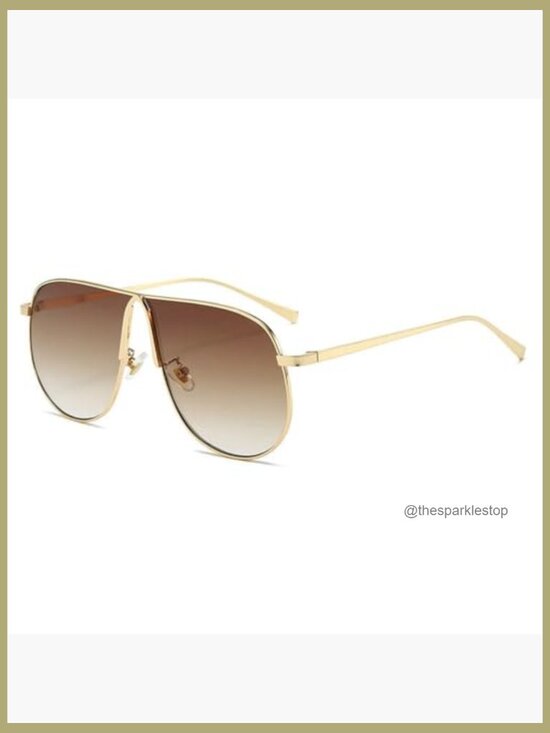 Oversized Pilot Sunglasses Retro Gold Metal Square UV400 Protection main image 4